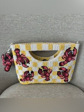 Made in India Beaded Lobster Checkerboard Clutch